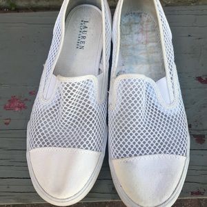 White mesh canvas shoes